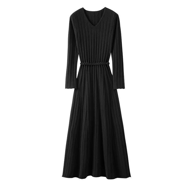 难得的好版型！编织镂空羊绒衫女V领纯羊绒毛衣伞裙长款连衣裙,淘宝优惠券,粉丝福利购,淘宝优惠卷