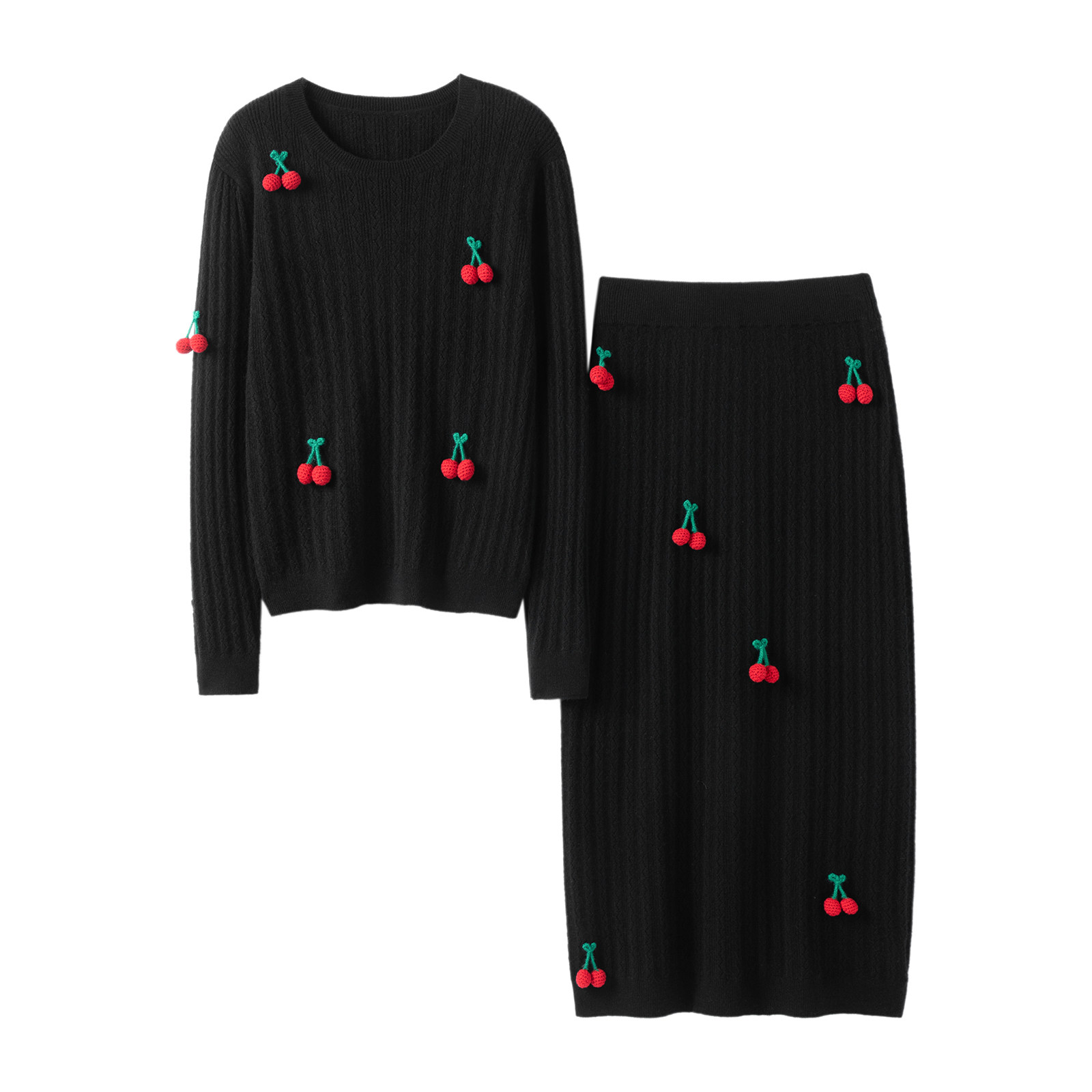 萨琪尼爱到不行~秋冬圆领100%纯山羊绒衫女毛衣包臀半身裙子套装,淘宝优惠券,粉丝福利购,淘宝优惠卷