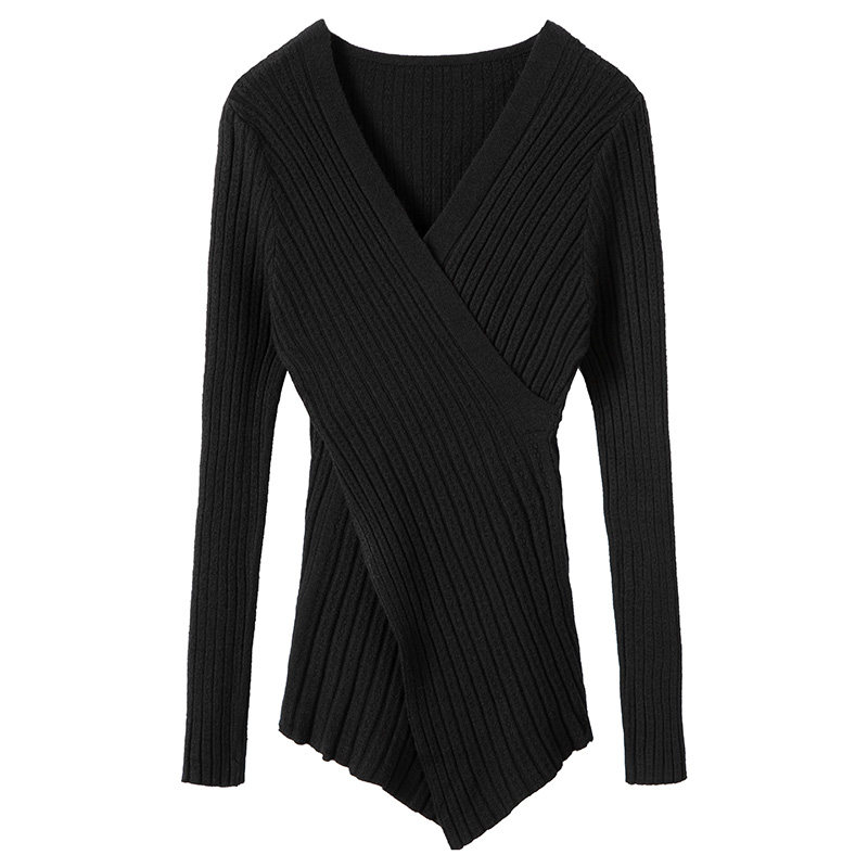 我爱死了~设计感交叉V领100%纯山羊绒针织衫女秋2025新款修身内搭,淘宝优惠券,粉丝福利购,淘宝优惠卷