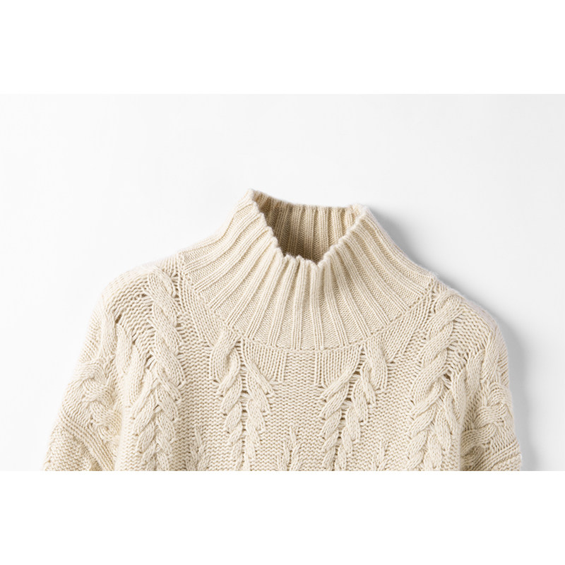 上身太气质！100羊绒衫女半高领加厚羊绒打底衫套头绞花毛衣,淘宝优惠券,粉丝福利购,淘宝优惠卷