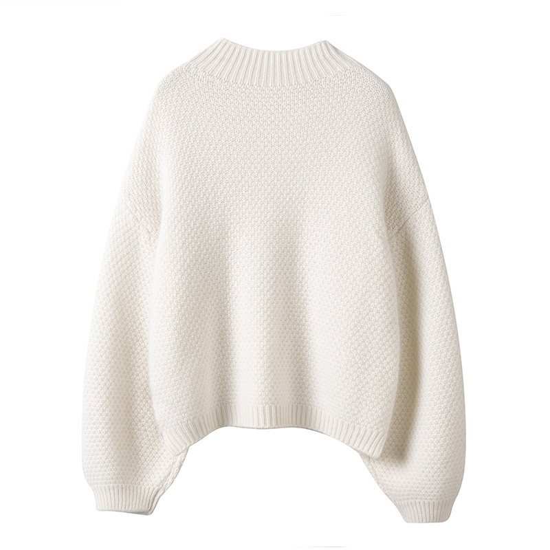 Gao端系列 敲级美！气质米白手织羊绒毛衣加厚泡泡袖纯山羊绒衫女,淘宝优惠券,粉丝福利购,淘宝优惠卷