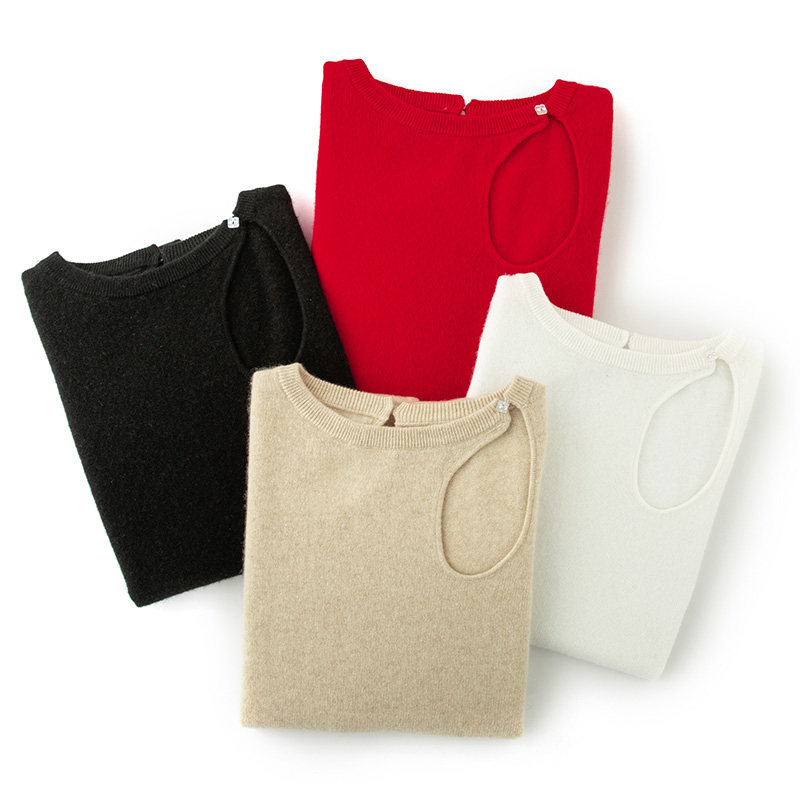 穿上才知道有多好！前后镂空羊绒衫女纯羊绒毛衣圆领宽松薄款秋冬,淘宝优惠券,粉丝福利购,淘宝优惠卷