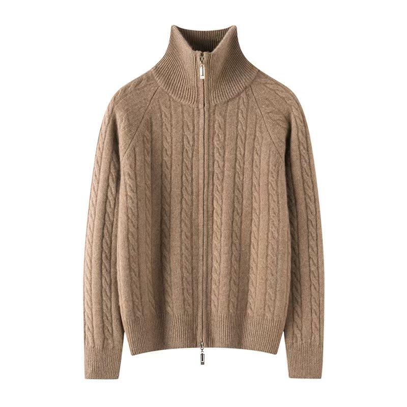 实力重磅款！拉链半高领外穿绞花毛衣针织衫加厚100纯羊绒开衫女,淘宝优惠券,粉丝福利购,淘宝优惠卷