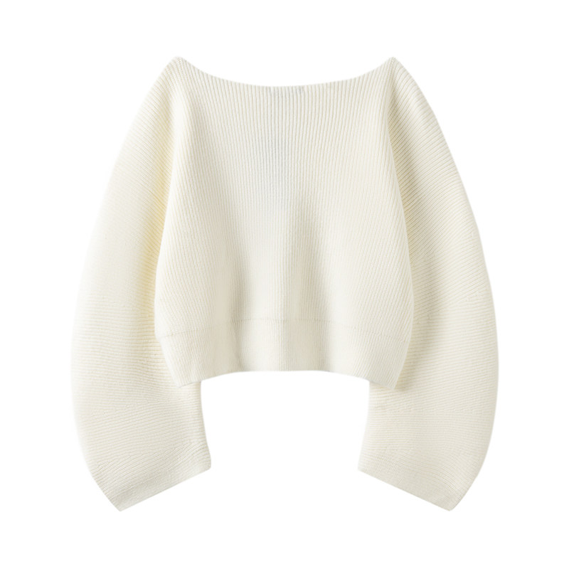 优雅时尚共存~100%纯山羊绒衫女设计感弧形袖一字肩针织毛衣秋冬,淘宝优惠券,粉丝福利购,淘宝优惠卷