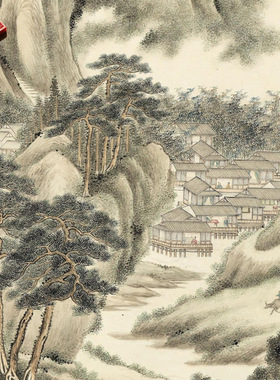 清代永瑢春山游骑图明清古山水画