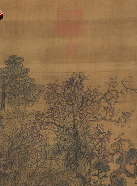 明代赵寿猿猴献寿图复古山水风景