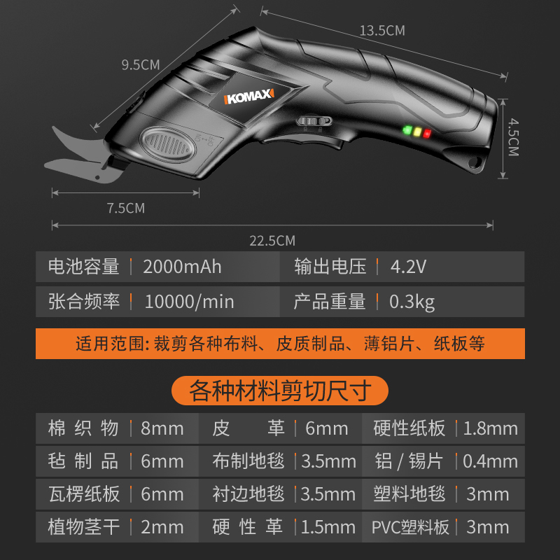 电动剪刀裁剪刀裁布刀服装裁剪机全自动充电式布料修剪切割小型-图3