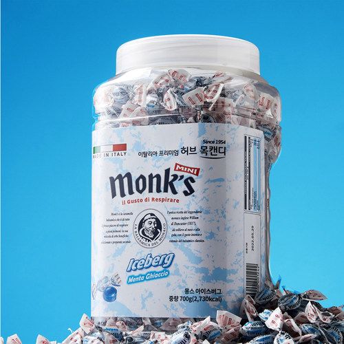 韩国直邮 monks蒙斯冰山意大利润喉糖香草薄荷提神700g - 图0