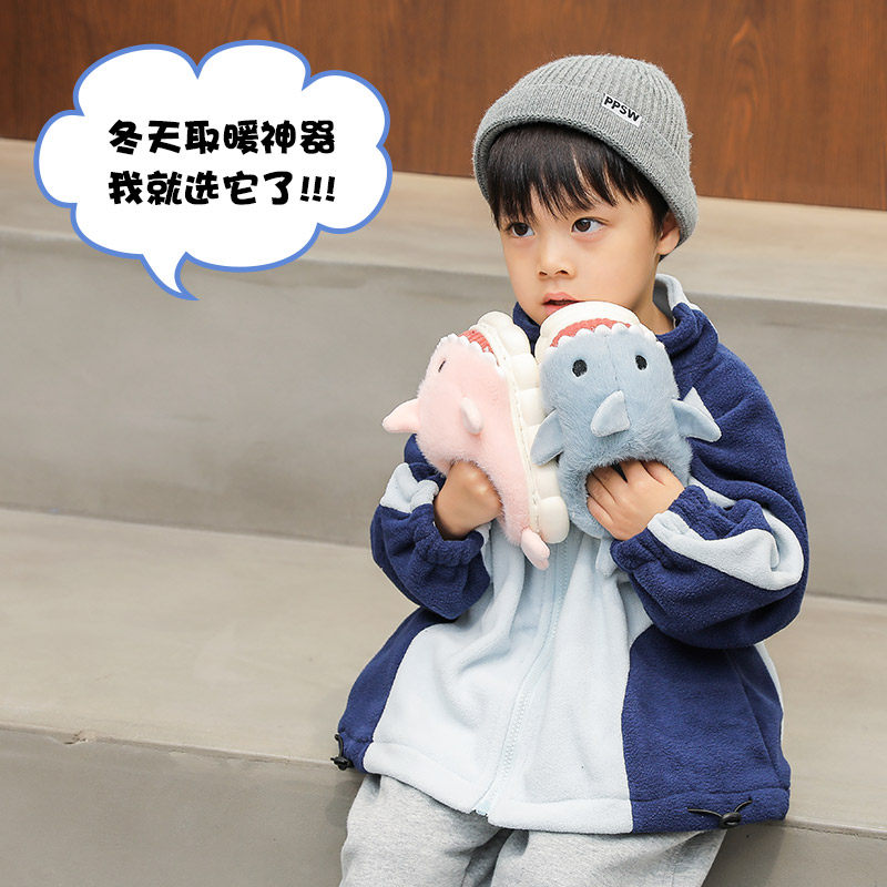 儿童棉拖鞋秋冬季可爱小鲨鱼宝宝女童男童加绒厚底防滑棉鞋亲子款,淘宝优惠券,粉丝福利购,淘宝优惠卷