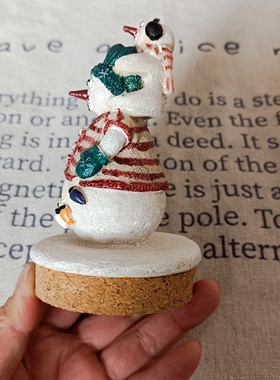 出口库存老货雪人瓶盖摆件