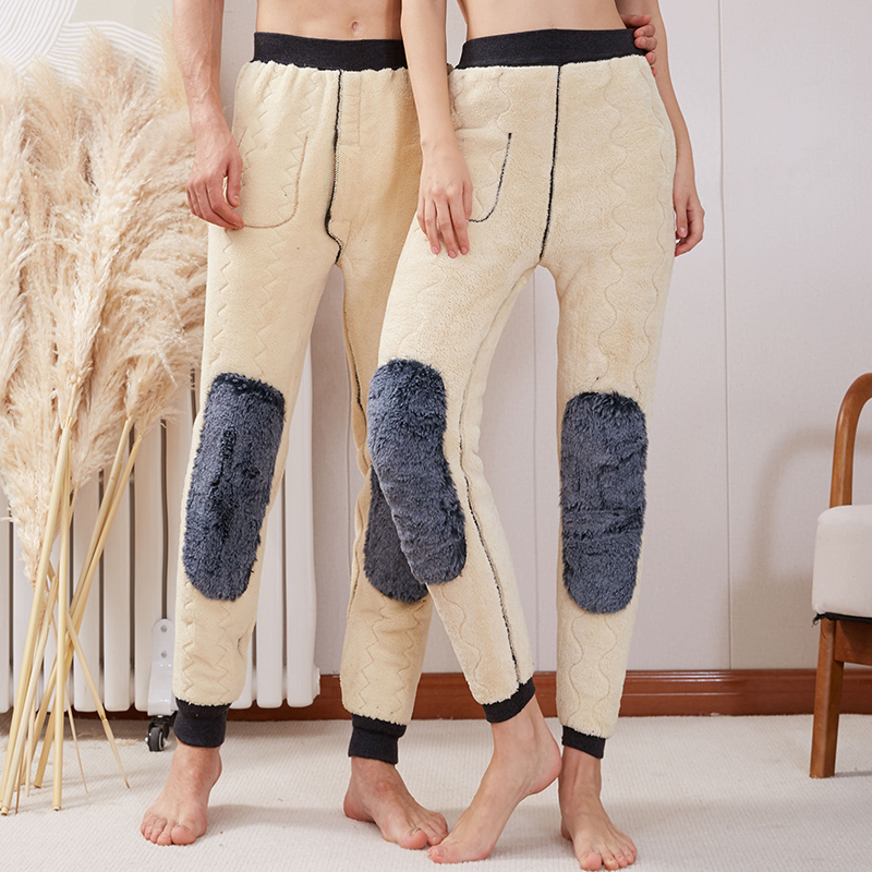 鄂尔多斯产羊绒裤男女士加厚加绒保暖裤冬季护膝护腰中年驼绒棉裤