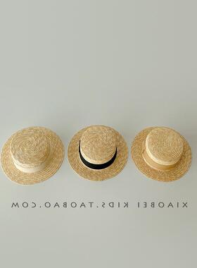 儿童草帽女童遮阳帽夏季薄款宝宝防晒帽平顶帽幼儿渔夫帽太阳帽男