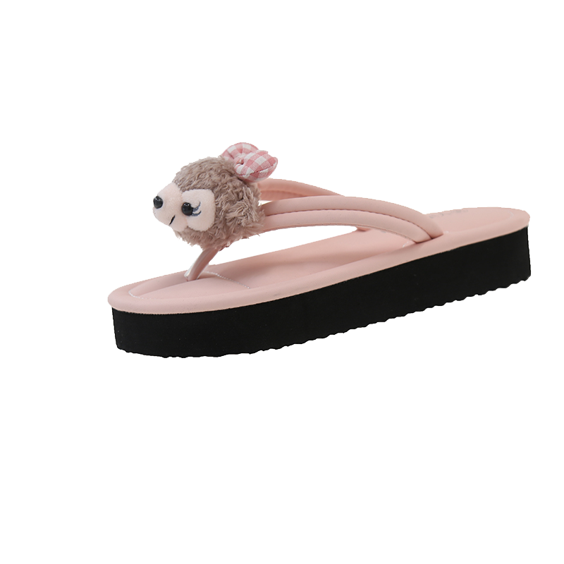 人字拖女夏季外穿2025新款卡通可爱蝴蝶结厚底夹脚海边沙滩凉拖鞋 - 图0