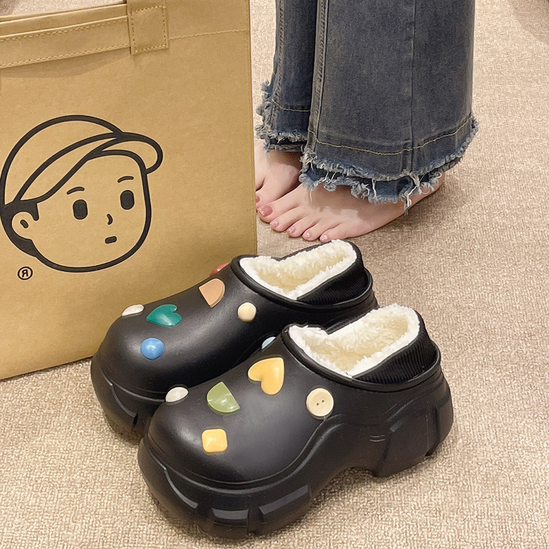 时尚彩色石棉拖鞋女冬季外穿室内厚底增高跟防水加绒保暖包跟棉鞋,淘宝优惠券,粉丝福利购,淘宝优惠卷