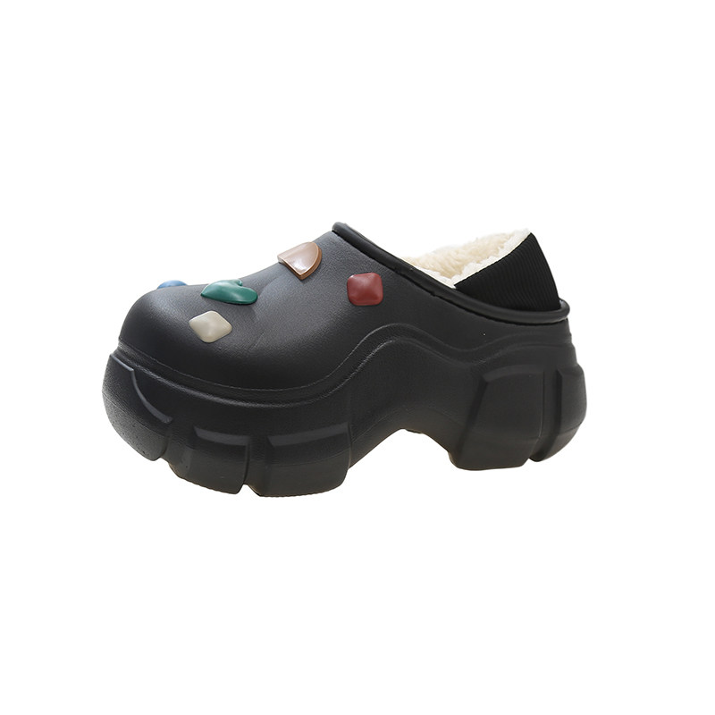 时尚彩色石棉拖鞋女冬季外穿室内厚底增高跟防水加绒保暖包跟棉鞋,淘宝优惠券,粉丝福利购,淘宝优惠卷