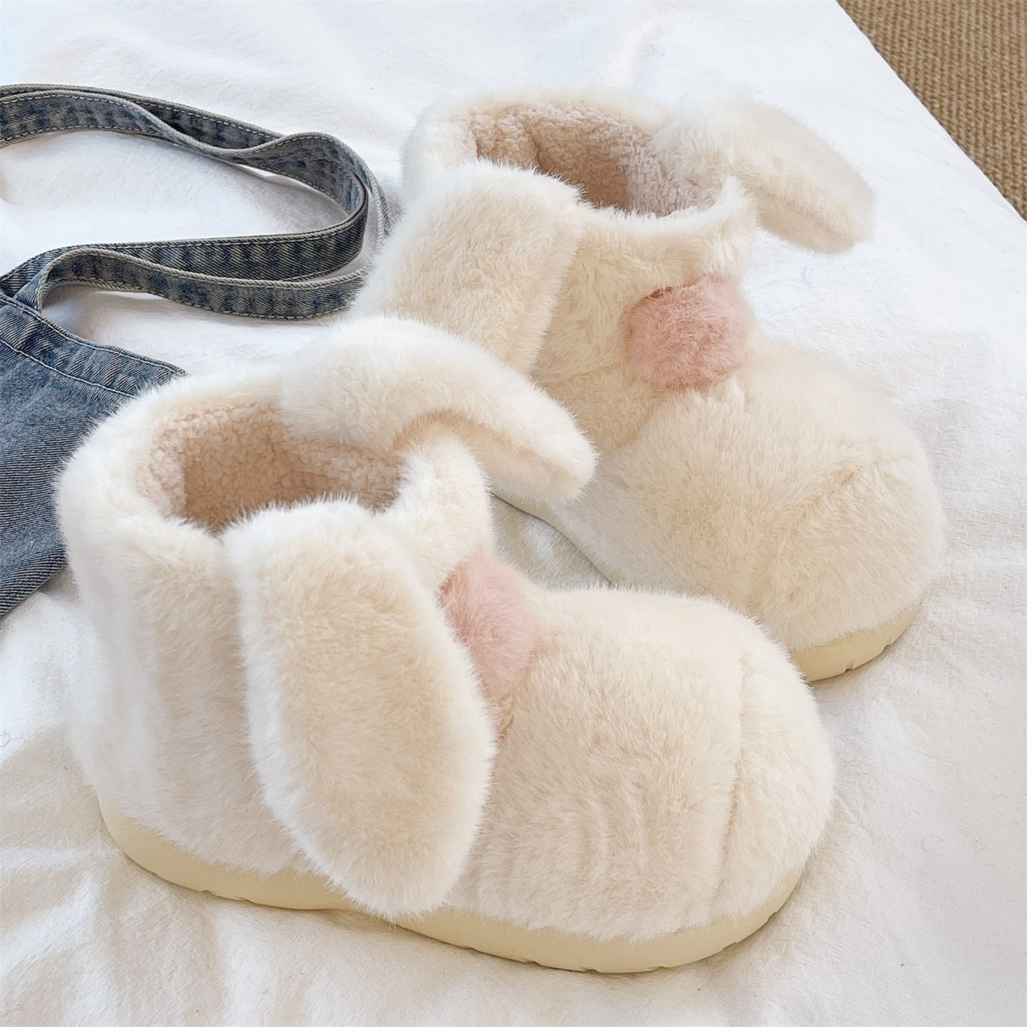 少女心可爱兔耳朵棉鞋女冬季包跟毛绒保暖防滑厚底外穿短筒雪地靴,淘宝优惠券,粉丝福利购,淘宝优惠卷