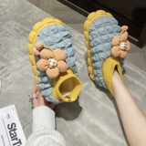 Удерживающие тепло милые тапочки, флисовая удобная обувь на платформе для беременных