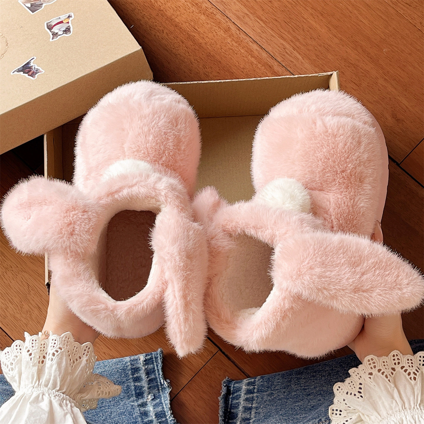 少女心可爱兔耳朵棉鞋女冬季包跟毛绒保暖防滑厚底外穿短筒雪地靴,淘宝优惠券,粉丝福利购,淘宝优惠卷