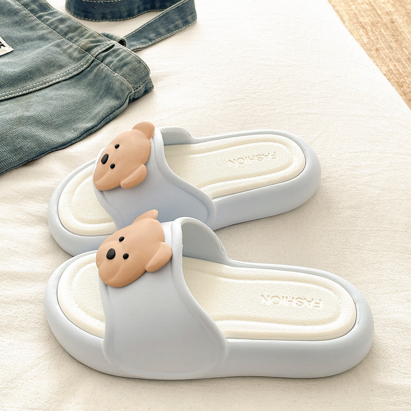 卡通可爱小熊拖鞋女2026夏季新款防滑厚底海边沙滩休闲学生凉拖鞋,淘宝优惠券,粉丝福利购,淘宝优惠卷