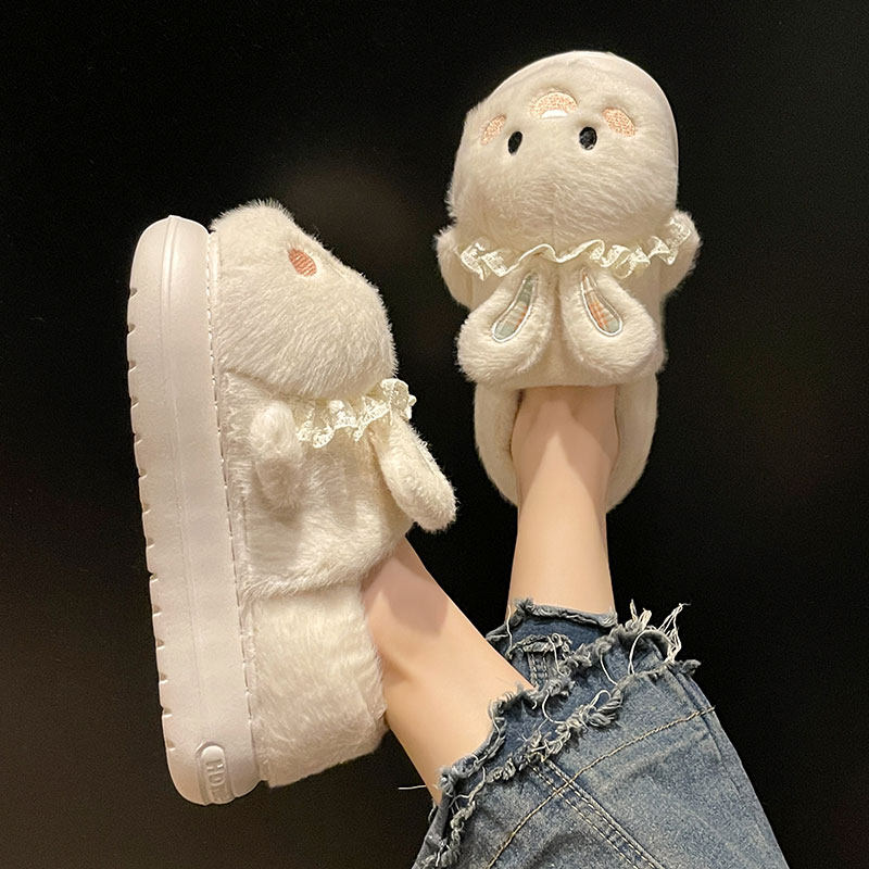 卡通兔子棉拖鞋女冬季外穿可爱家居室内防滑毛绒保暖包跟月子棉鞋,淘宝优惠券,粉丝福利购,淘宝优惠卷