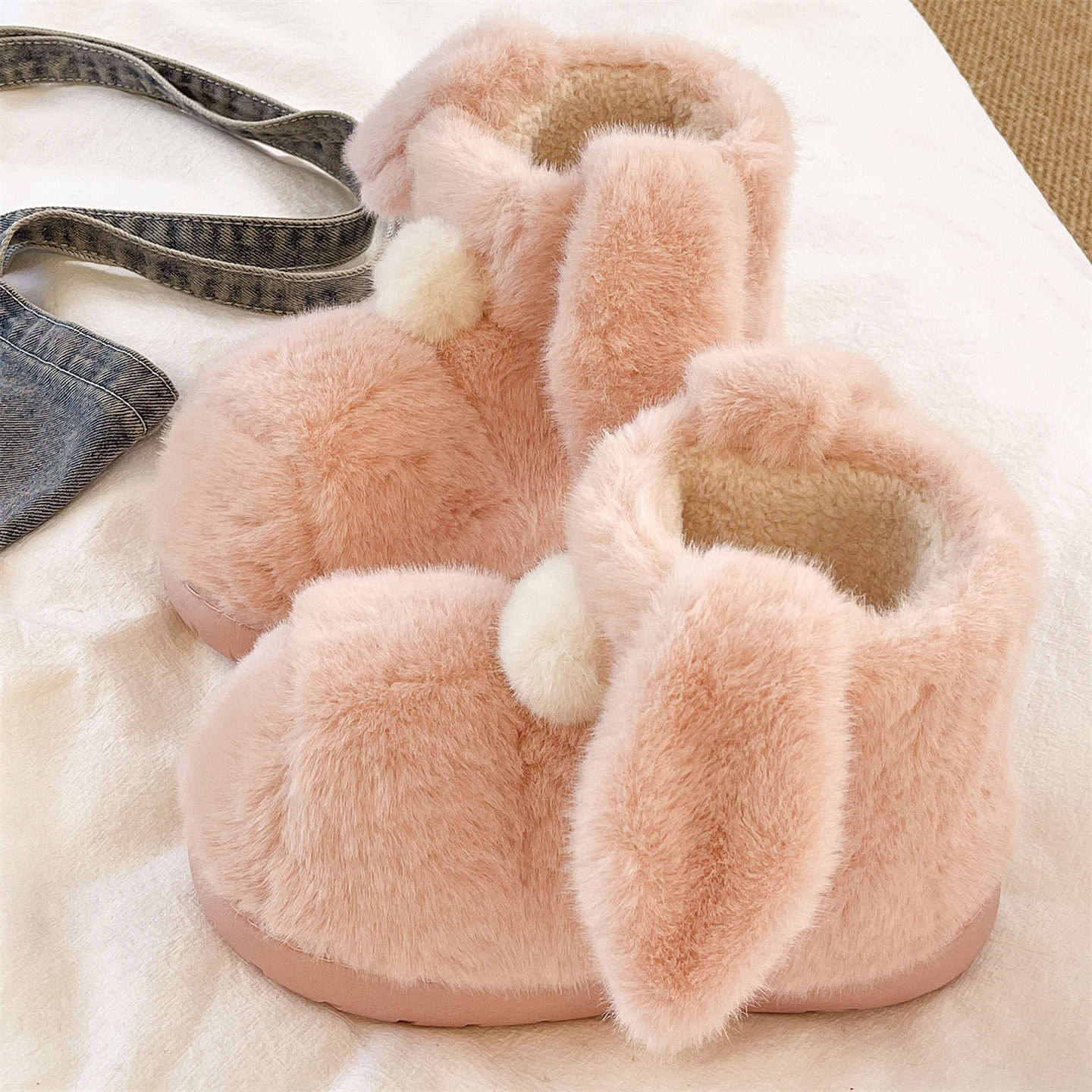 少女心可爱兔耳朵棉鞋女冬季包跟毛绒保暖防滑厚底外穿短筒雪地靴,淘宝优惠券,粉丝福利购,淘宝优惠卷