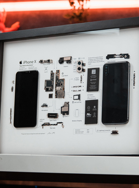 iPhoneX手机拆解标本相框装裱画 科技创意礼物个性收藏装饰桌搭