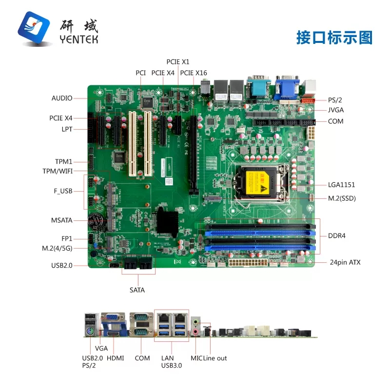 研域Z270DM工控机主板4/5G6/7/8/9代1151针台式工业服务器双网6串-图2