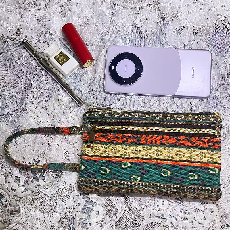 印花帆布钱包零钱包长款长方形手机手拿包百元钞票存折护照收纳袋,淘宝优惠券,粉丝福利购,淘宝优惠卷