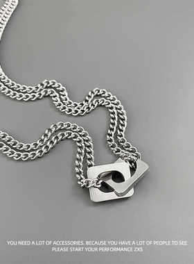 高级感双层项链男女小众锁骨链