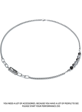 美式龙骨猫眼石拼接项链男潮