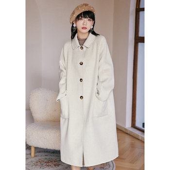 gcrues ແບບພາສາເກົາຫຼີ temperament double-sided woolen coat women winter 2023 new commuter long-sleeved woolen coat long