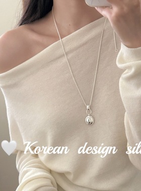 韩国ins风博主推荐银饰 S925纯重工椭圆凸面项链高级感小众设计感