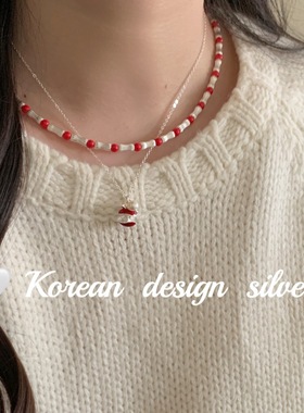 韩国秋冬新款轻奢高级感银饰 S925纯银气质苹果锆石珍珠耳钉圣诞