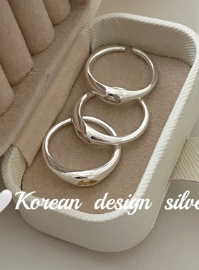 韩系性冷淡风银饰批发 S925纯银简约粉绿白色锆石戒指小众高级感