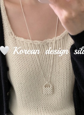 韩国秋冬轻奢高级感毛衣链 S925纯银圆珠拼接编织包包项链小众女