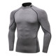 Autumn and winter plus velvet fitness top men's basketball tight training uniform sports running high -elastic high -loading high -collar long sleeve