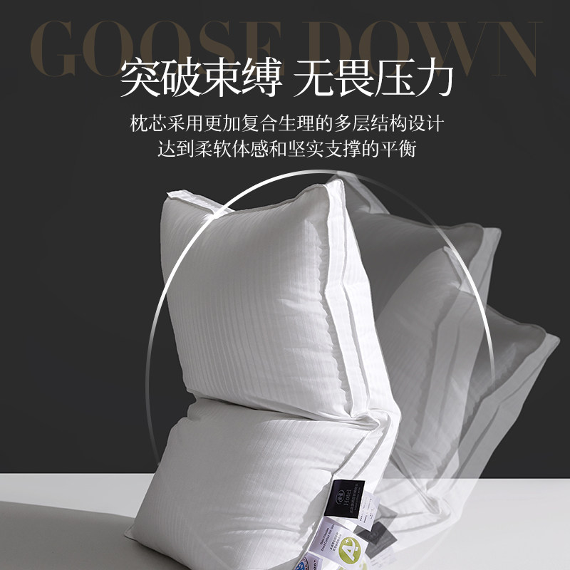 洲际半岛五星级酒店95%白鹅绒枕头羽绒枕芯家用护颈助眠学生家用,淘宝优惠券,粉丝福利购,淘宝优惠卷