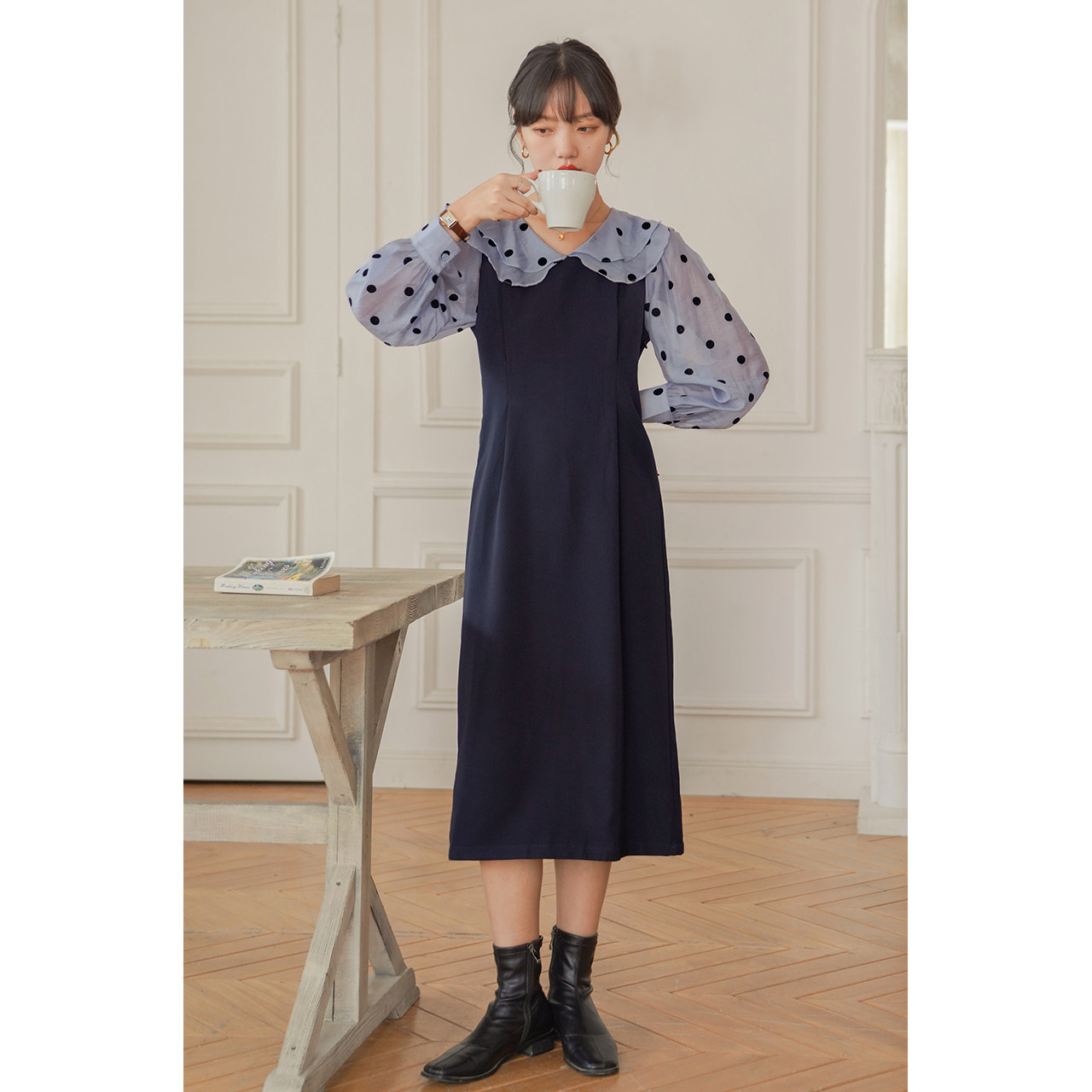 法丝璐假两件套波点2020年女连衣裙 法丝璐连衣裙