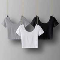 Сексуальный ростомер для пупка, короткая модная футболка с коротким рукавом, приятная телу летняя одежда, в обтяжку, высокая талия, в западном стиле