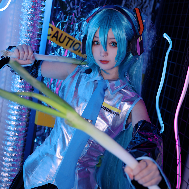 江城木初音未来COS服MIKU公式服动漫白银漆皮JK服cosplay套装女-图2