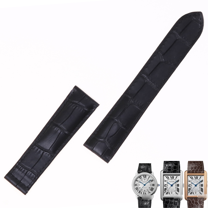 征途适配卡地亚手表带伦敦solo坦克Tank男折叠扣竹节真皮表带20mm - 图3