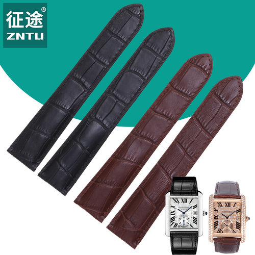 征途 适用卡地亚坦克真皮表带伦敦竹节双尾男手表带20/22/23/25mm - 图0