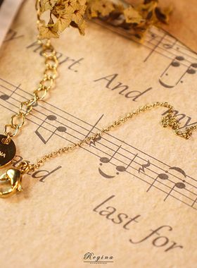 冷淡风项链Regina钛钢锁骨女镀金