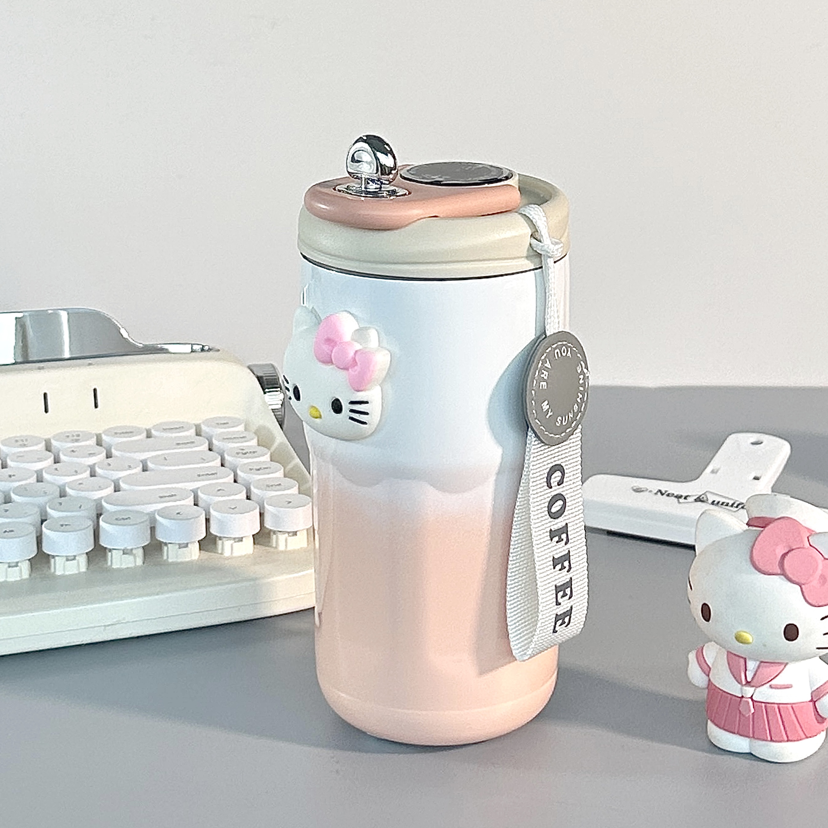 哈喽Hellokitty保温杯凯蒂猫水杯智显咖啡杯不锈钢便携水杯随手杯 - 图0