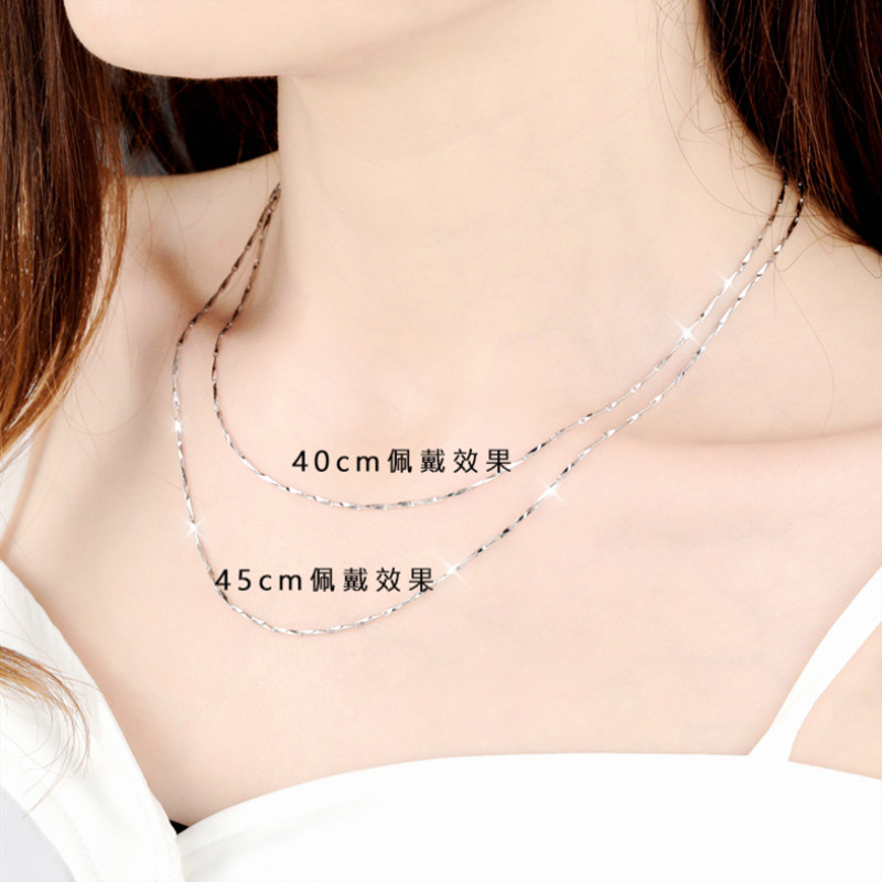 调节板不掉色锁骨链单链细裸链肖邦链 纯银项链女素链足银 S999 50CM 调节板不掉色锁骨链单链细裸链肖邦链 纯银项链女素链足银 S999 50CM
