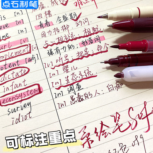 点石红笔系列小红书同款学生用红色中性笔教师专用老师批改作业试卷红笔芯高颜值水笔签字笔初中生用圆珠笔 - 图2