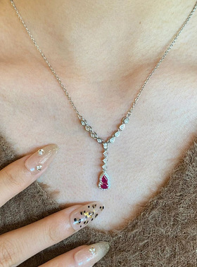 红色葫芦满钻项链女新款高级感轻奢小众时尚锁骨链