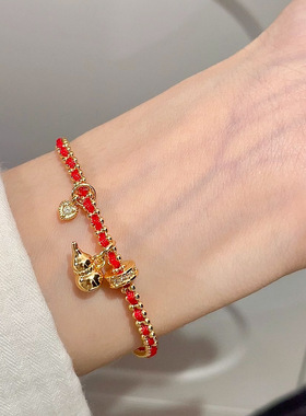 本命年红色编织红绳轻奢小众设计高级感葫芦手链简约百搭复古手饰