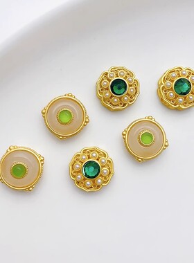 古法金保色金箔绿色蝴蝶镂空葫芦小吊坠手工diy手链项链饰品配件