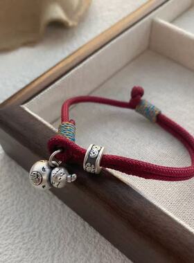 2026葫芦红绳手链女新中式国风设计本命年手绳手链简约手工编织